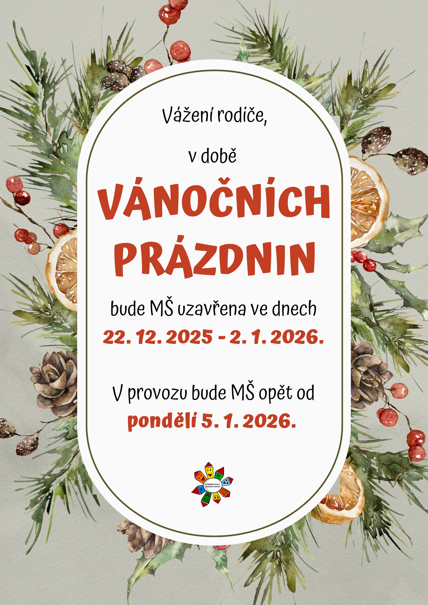 Provoz VÁNOČNÍ PRÁZDNINY 1