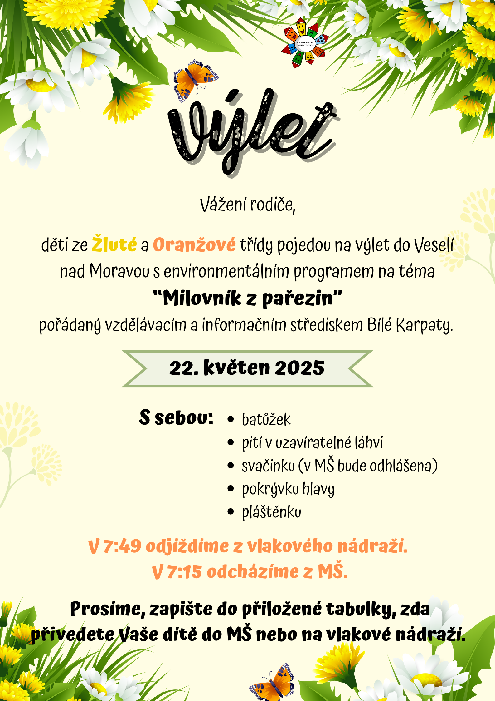 výlet oranžovážlutá