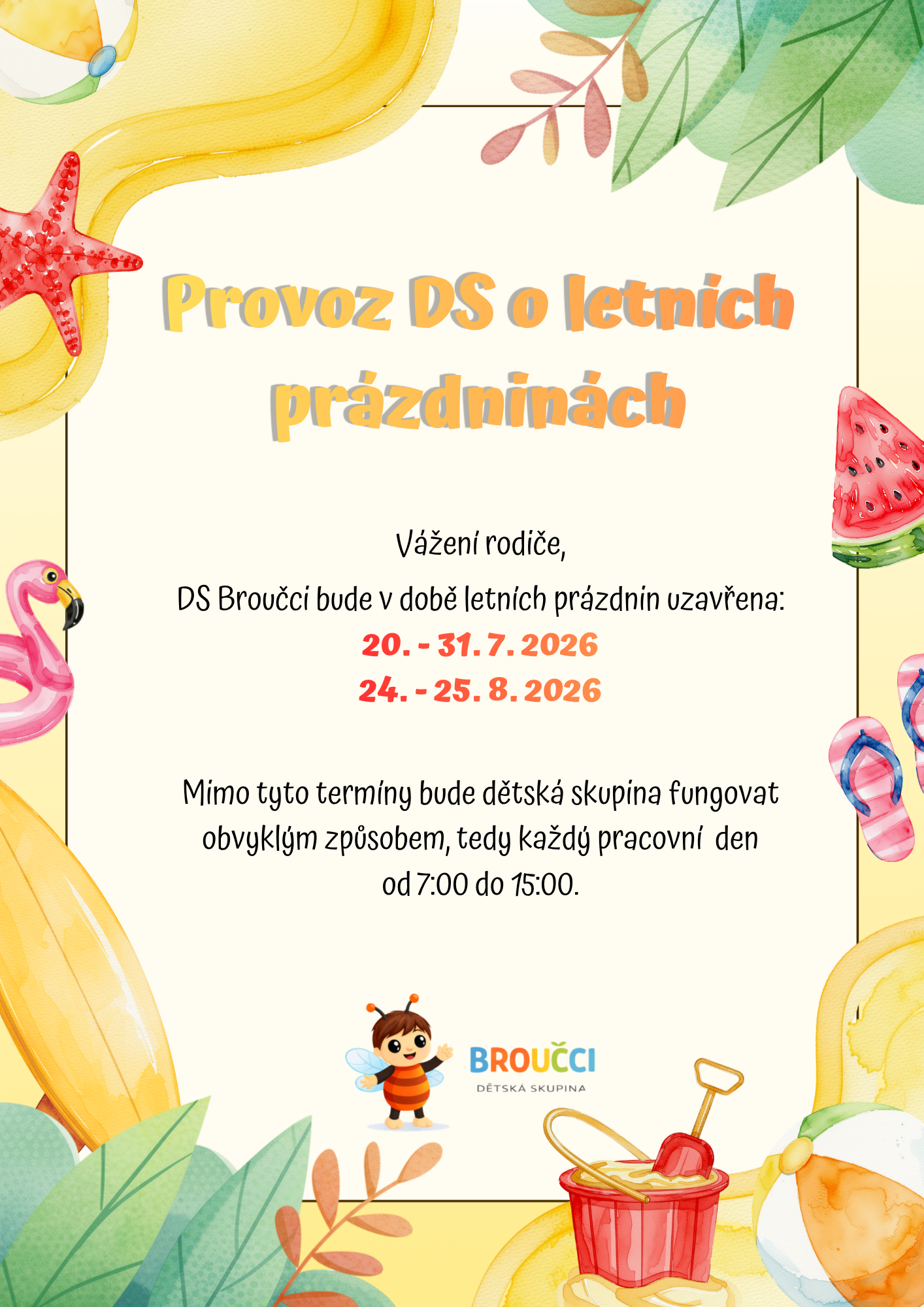 prázdninový provoz DS